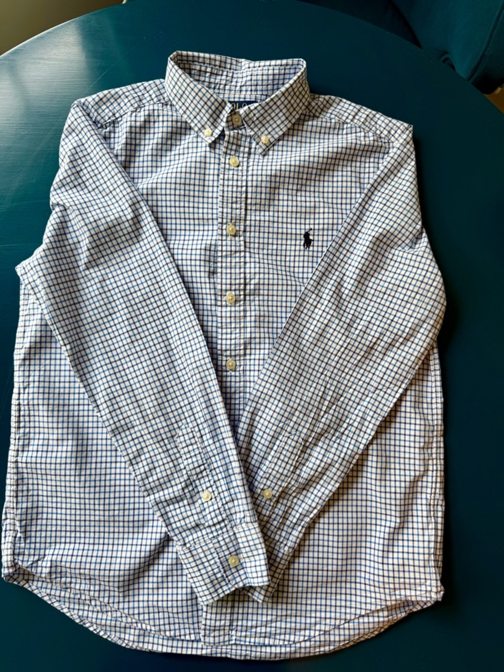 Polo by Ralph Lauren Boy’s White & Blue Check Button-Down Shirt